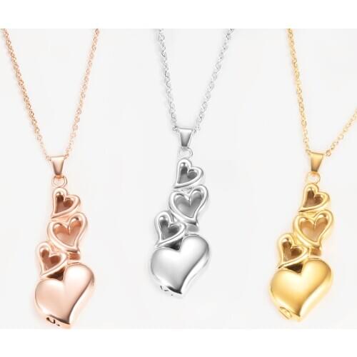 Stainless Steel Memorial Jewelry 4 Heart Cremation Urn For Pet / Human Ashes Ash Holder Keepsake Pendant Necklace Jewel