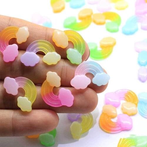 10Pcs Kawaii Gradient Rainbow Flat back Resin Cabochon Flatback Resins Figure DIY Phone Case Decoration Scrapbooking Crafts