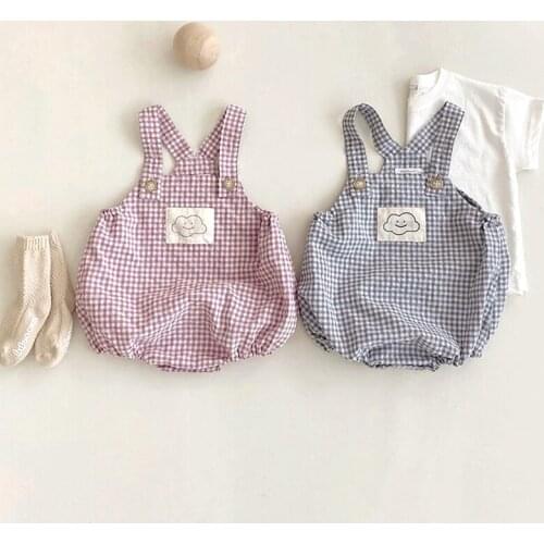 Koodykids Summer Baby Grils Boys Clothes Set 2PCS White T Shirts Bodysuits 2pcs Toddlers Boys Plaid Rompers Tees Clothing Sets