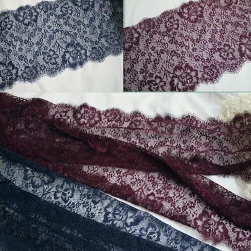 22cm wide -6meters( 3meters/piece )Lace Accessories Purple Navy Eyelash Lace Trim for Garment Decoration