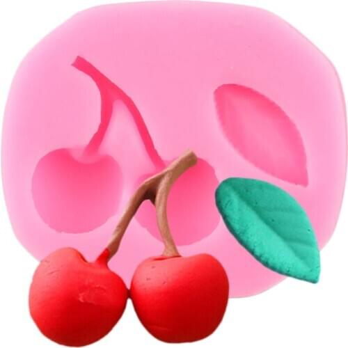 Leaves Cherry Silicone Mold Cupcake Topper Fondant Moulds DIY Party Cake Decorating Tools Sugarcraft Candy Clay Chocolate Molds