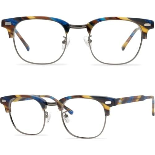 Luxury Brand Square Acetate Optical Glasses Frame Men Vintage Transparent Half Frame Prescription Eyeglasses Frame Eyewear Yuke