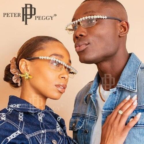 2021 New Rectangular Glasses Women Diamond Glasses Men Frames Luxury Brand Rhinestone Prescription Myopia Eyeglasses Frames