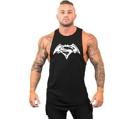 New Arrivals Bodybuilding stringer tank top bat man Cotton Gym sleeveless men Fitness Vest Singlet sportswear workout tanktop