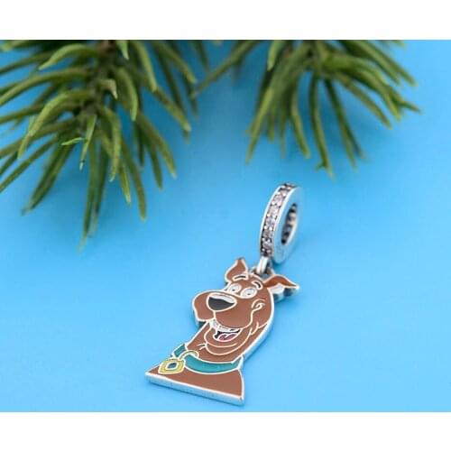 Fit Original Charm Bracelet Authentic 925 Silver Movies Cartoon Brown Enamel Dog Bead For Making Women Halloween Berloque 2021