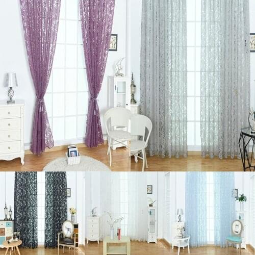 Semi Elegant Sheer Window Curtains Gauze Lace Voile Drapery Panel for Living Room Home Hotel, 39''x78