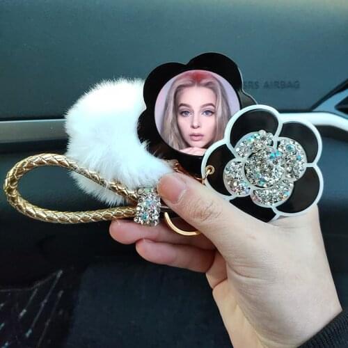 Luxury Crystal Keychains Key Cover Bag Wallet Card Holder Rhinestone Flower Diamond Car Key Holder Storage Case