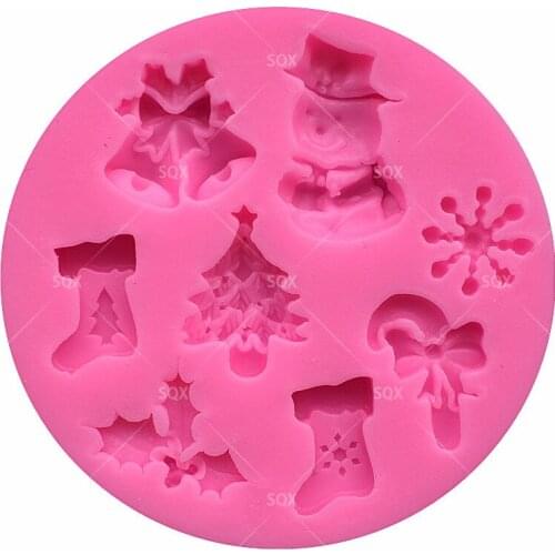 Snow / Snowman / Bbell / Socks Christmas Shaped Silicone Fondant Mould Cake Decorating Baking Tools Kitchen Accessories SQ1485