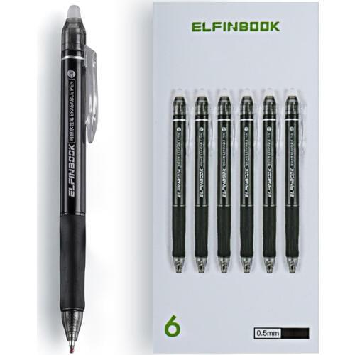6Pcs/Set Office Gel Pen Erasable Ball Knock Clicker Rod Erasable Pen Washable Handle 0.5mm Black Ink School Writing Stationery