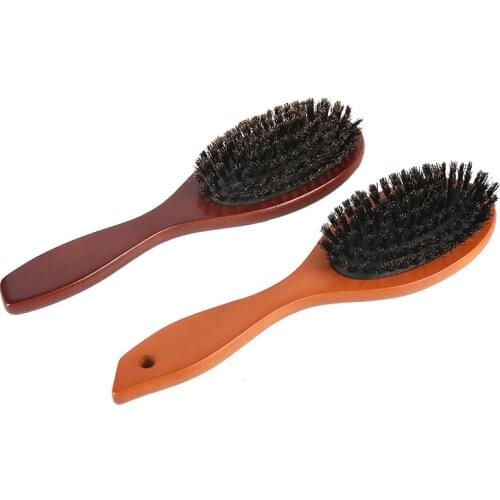 Natural Boar Bristle Hairbrush Massage Comb Anti-static Hair Scalp Paddle Brush Beech Wooden Handle Hair Brush Styling Tool