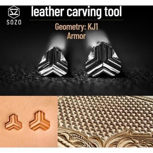 SOZO KJ1 Leather Work Stamping Tool Geometry Backgrounders Armor Saddle Make Carving Pattern 304 Stainless Streel Stamps
