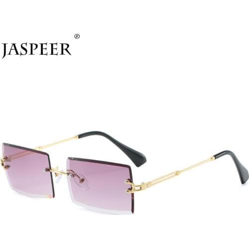 JASPEER New Rimless Rectangle Sunglasses Women Men Shades Brand Designer Gradient UV400 Sun Glasses Retro Frameless Sunglasses