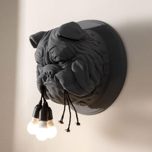 Modern Bulldogs Wall Lamp Living Room Bedroom Industrial Decor Resin Animal Dog Wall Sconce Wall Lights Home Lighting Fixtures