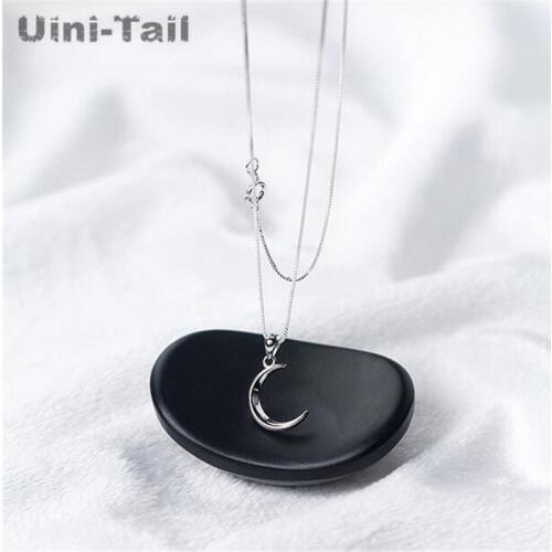 Uini-Tail hot new 925 sterling silver Korean sweet moon short necklace temperament Crescent Bay clavicle chain female GN441