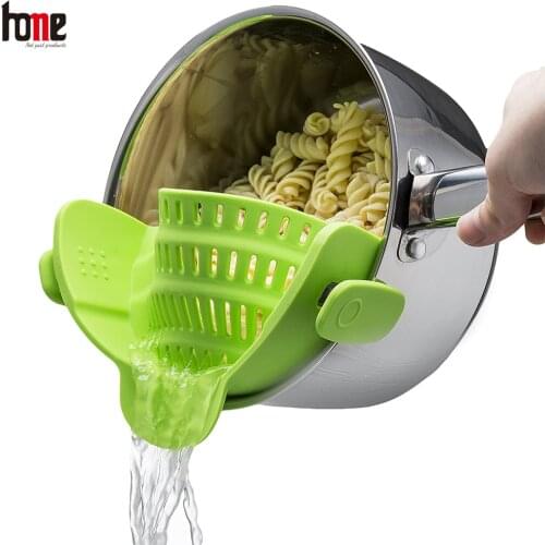 Clip on Strainer for Pots Pan Pasta Silicone Food Hands Free Clip on Spaghetti Ground Beef Fits All Bowls Kitchen Accessories