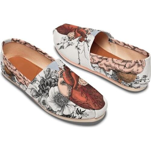 Women Slip On Flat Shoes Fashion Human Organ Print Casual Shoes Designers Lazy Ladies Flats Shoes Comfortable Wild Shoe Ladies