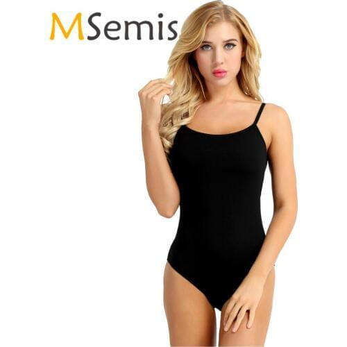 Women Ballet Leotard Costume Spaghetti Straps Built In Shelf Bra Camisole Ballerina Tutu Bodycon Gymnastics Swimsuit for Dancing