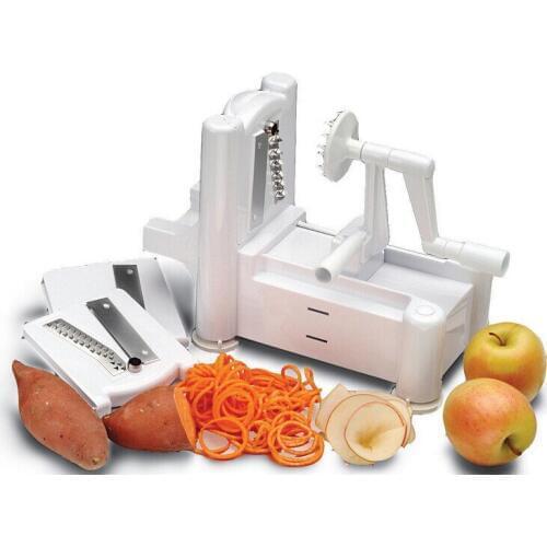 1PC 3 in 1 Hand-Cranked Spirality Fruit Chopper Vegetable Slicer Cutter Manual Grater Slicer Potato Kitchen Cooking Tool OK 1057