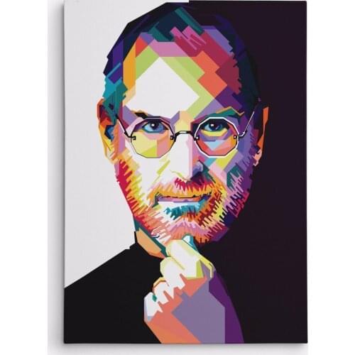 100%Handmade Oil Painting Hand Steve Jobs Portrait Gallery Wrapped Canvas Print Wall Art