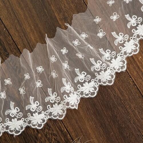 White Lace Fabric 10cm Wide Pure Cotton Embroidery Sewing Supplies Ribbon Lace Decoration Dress DIY Clothing Curtain Accessories