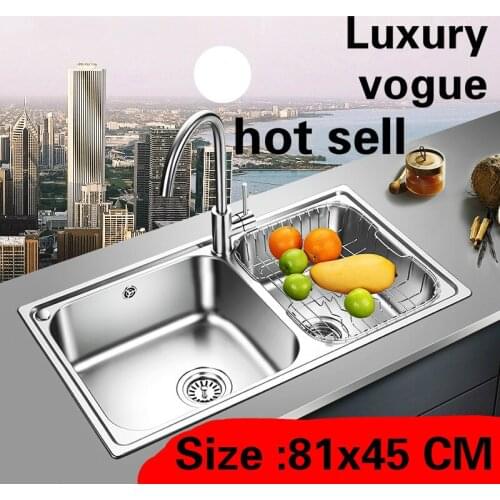 Free shipping Apartment luxury kitchen double groove sink do the dishes standard 304 stainless steel big hot sell 81x45 CM