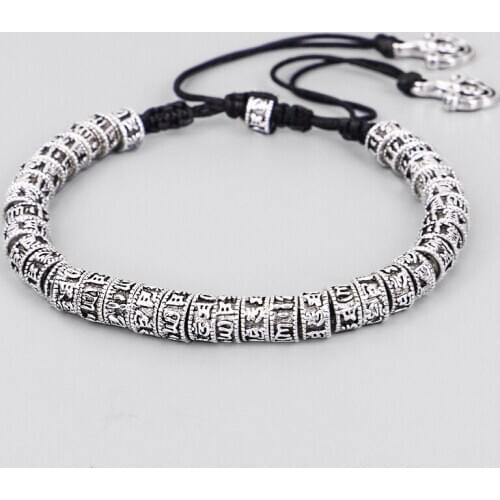BOEYCJR Buddhism Scripture Amulet Energy Alloy Bracelet Yoga Jewelry Fashion Lucky Bracelet for Men or Woman