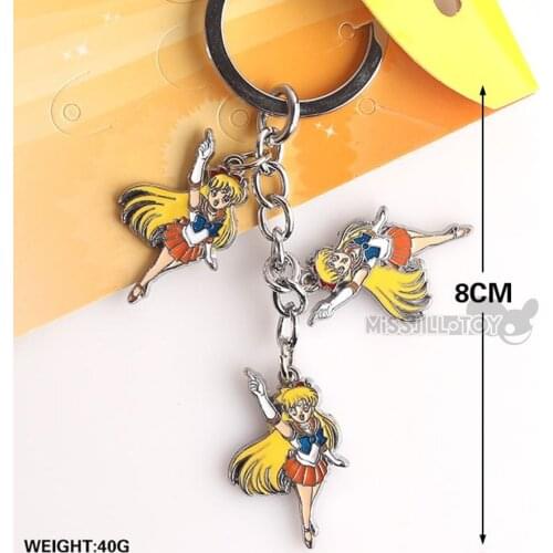 Anime crytal Sailor Venus Minako Aino model figure keychain pendant keyring jewelry pendant Women girls kids Gift