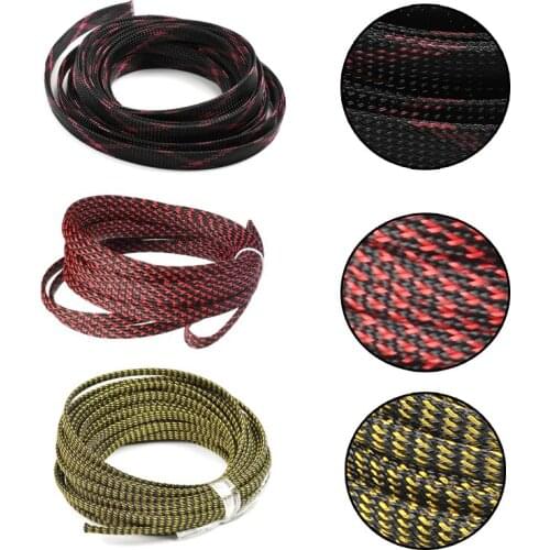 Black&white&red Braided Protective Sleeve 0.5~10m Long Corrosion-Resistant Braided Cable Insulation Sleeve For Protecting Wire