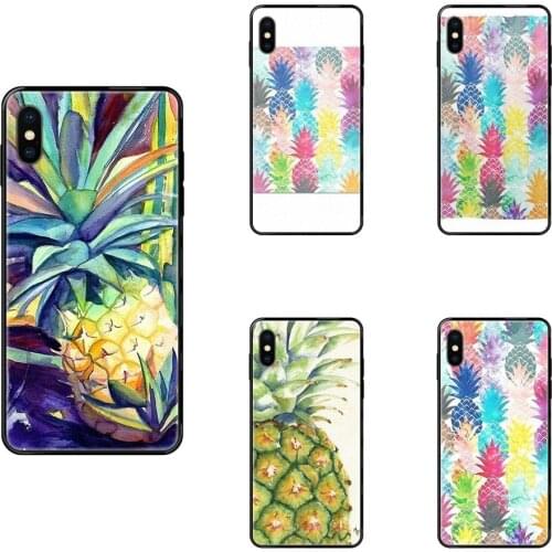 Black Soft Painted Cover Phone Case Smartphone Hawaiian Pineapple Tropical Watercolor For Redmi Note 4 5 5A 6 7 8 8T 9 9S Pro