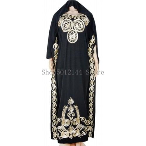 Dashiki Black African Clothes Bazin Broder Riche Sexy Short Sleeve Robe Evening Long Dress African Dresses Women And Headscarf