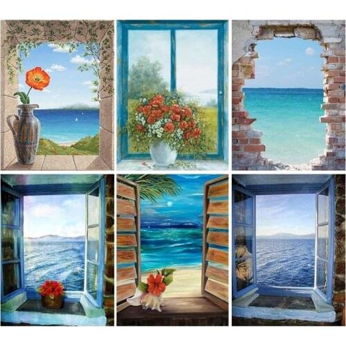 GATYZTORY DIY Painting By Numbers Outside Landscape HandPainted Oil Painting Drawing On Canvas Kill Time Unique Gift Home Decora