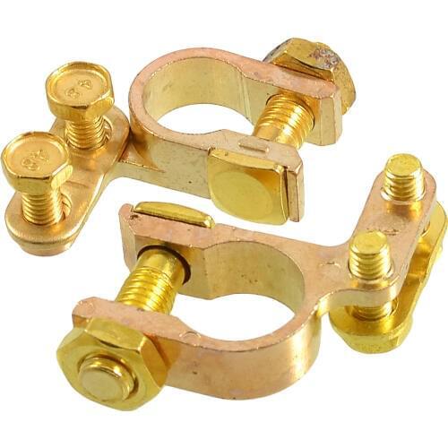X Autohaux Car Angle Type Aluminum Alloy Battery Terminal Clamps Clips 2 Pcs