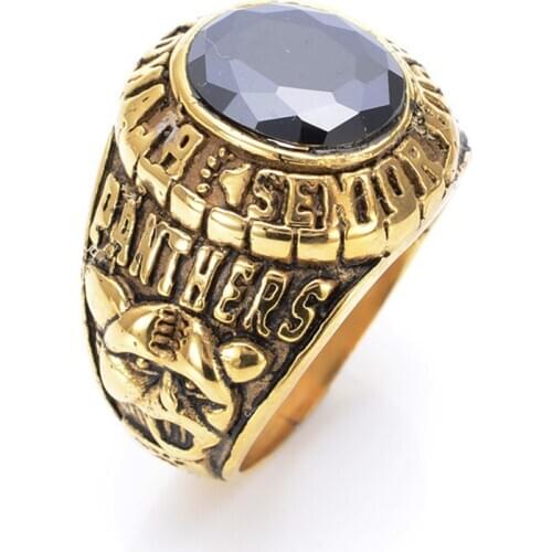 Titanium steel America leopard ring domineering gold inlaid gems restoring ancient ways ring casting titanium steel ring