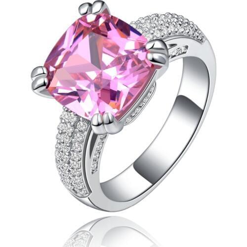 Big Stone Cocktail Ring Womens Pink Rings for Party Trendy Luxury Jewelry Fashion Accessories Bijoux CC146