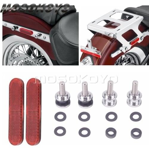 Chrome Detachables Docking Hardware Bolts Kit for Harley FLDE FLHC FLHCS FLSL FXBB FXFB FXFBS FLSB FXLR 18-20 w/ Red Reflector
