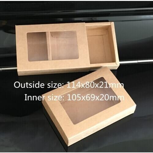 20Set Free Shipping Gift box Retail Black Kraft Paper Drawer Box Gift Craft Hair Jewelry Packaging Cardboard Boxes