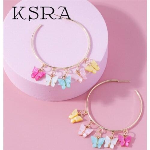 KSRA 2020 New Hot Sale Drop Dangle Butterfly Earrings Fashion Colors Five Butterfly Earrings For Women Jewerly Gift