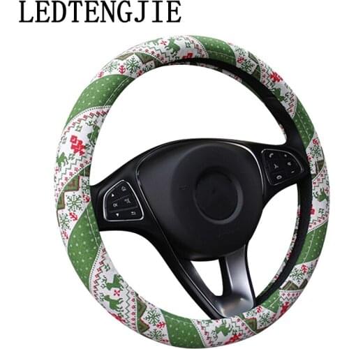 LEDTENGJIE 37-38CM Summer Linen Steering Wheel Cover Christmas Gift Car Steering Wheel Four Seasons GM Accessories