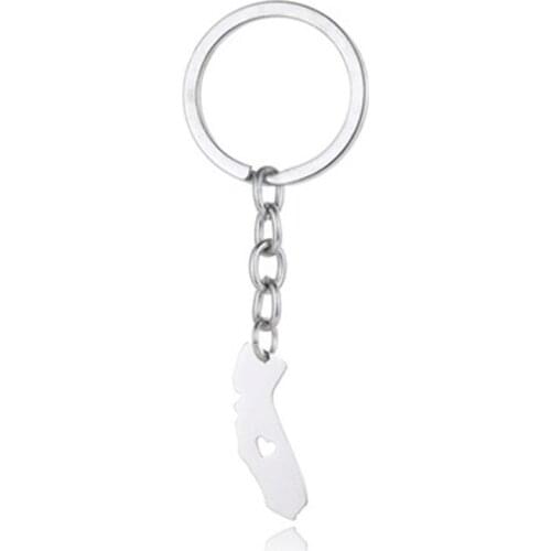 Fashion stainless steel new hot California key chain US state map keychain accessories Men and women jewelry