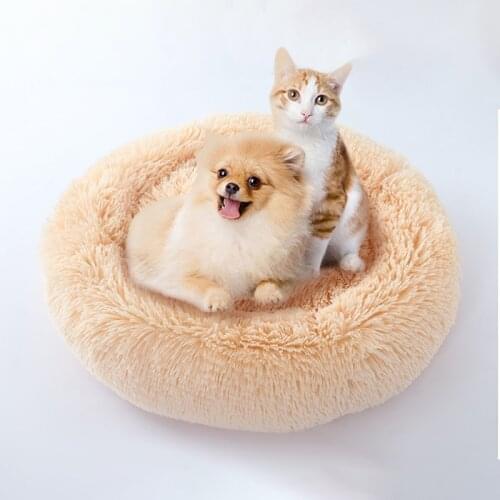 Round Dog Bed Washable Pet Cat Bed Dog Breathable Lounger Sofa for Small Medium Dogs Super Soft Plush Pads Products for Dog Mats