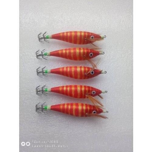 Mr octopus 10pcs Squid Jigs , squid hook ,wood shromp/ luminous ,fishing lure, tackle .10cm,12g. hard lure ,lure jigs ,bait