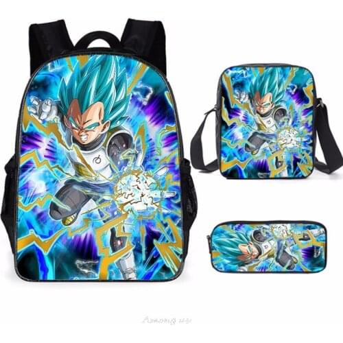 3pcs Goku Set Backpack Children Anime Cartoon School Bag Bookbag Men Women Travel bags Mochila Daily Rucksack