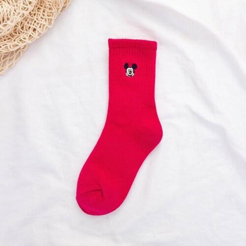 Disney 1 Pcs Girls Mickey Socks Fashion Cartoon Pattern Socks Wild Comfortable Cute Colorful Cotton Socks