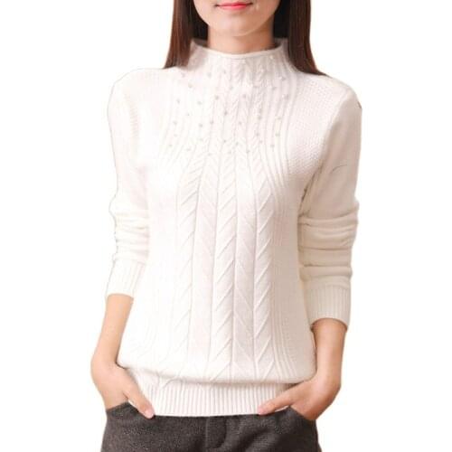 OHCLOTHING The 2021 womens new nail bead semi turtleneck core spun yarn knitted sweater