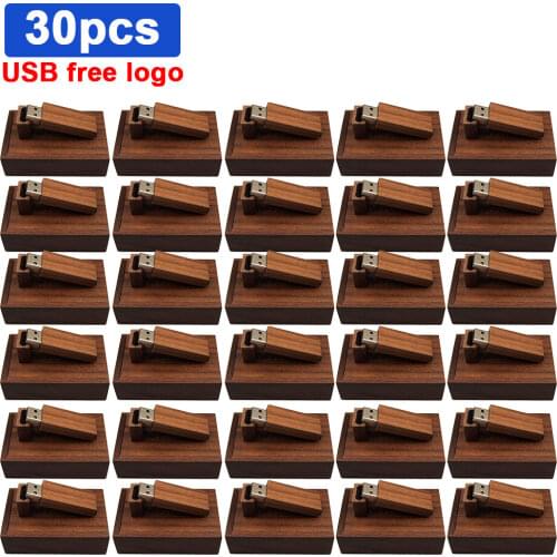 New 30pcs free LOGO woooden +box USB 2.0 64GB 32GB 16GB 8GB stick usb 128GB wooden flash drives pendrive usb menory stick gift