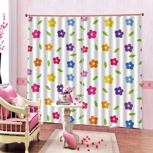Photo Custom Color Flower Green Leaves 3d Printing Blackout Curtain Art Polyester For Living room Bedroom Window Drapes Sets
