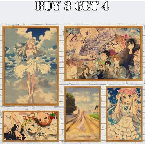 Japanese Anime Anohana Retro Posters Art Movie Poster Painting Kraft Paper Home Room Decor Wall Stickers