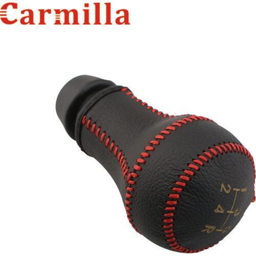 Carmilla Car Leather 5 Speed Manual Gear Head Lever Knob Cover Gear Shift Collars for Peugeot 206 207 306 307 406 Accessories