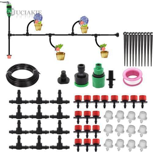 MUCIAKIE 25m Garden Watering System Micro Drip Irrigation Kit 4/7mm PVC Hose Barb Tee Adjustable Drippers Watering Bonai Flowers