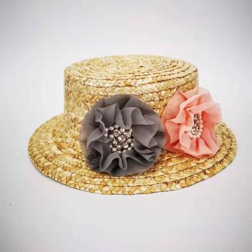 Baby Large Brim Straw hat Bowknot kids 3-8 years Sun Hat Kids Child Girls Beach Summer Boater Beach Round Flat Top fllralr hat